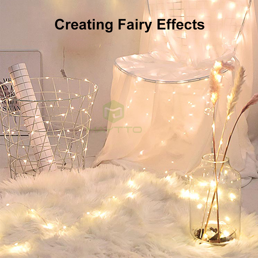 MAYTTO LED Strip Light String Fairy Light Christmas Light Decoration Wedding Light Battery Operated Fairy Lights Holiday Copper Wire String Lights Multi-mode Garland Party String Lights Warm White 1M/50LED