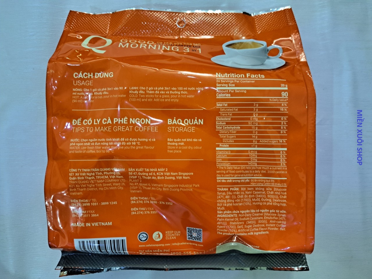 Cà phê uống liền hòa tan Goodmorning (bịch 24 gói x 20g)