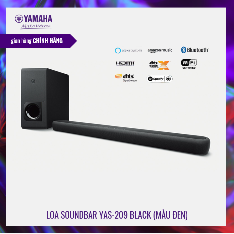 [Trả góp 0%]Loa thanh Soundbar Yamaha YAS-209 | Âm thanh vòm 3D với DTS® Virtual:X™| MusicCast | Âm trầm mở rộng | Bluetooth 4.2 | HÀNG CHÍNH HÃNG