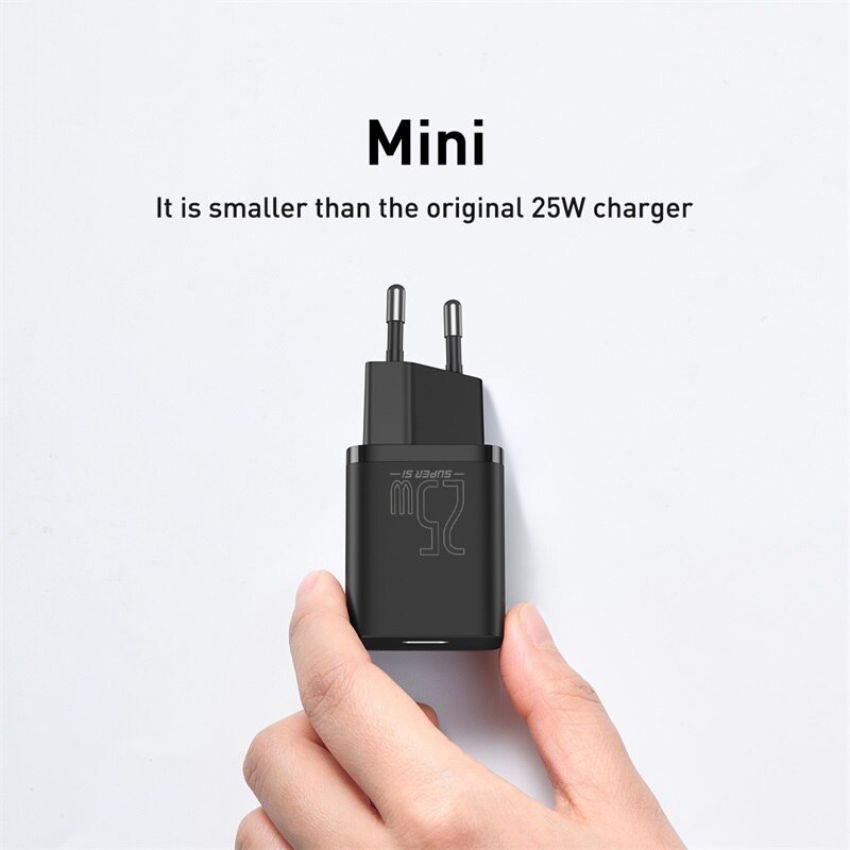 Bộ sạc nhanh Baseus Super Si 1C 25W Quick Charger Sets (PD/QC3.0 Quick charger, With Cable)- TZCCSUP