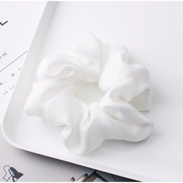 Dây buộc tóc Scrunchie vải lụa bóng nhiều màu mới