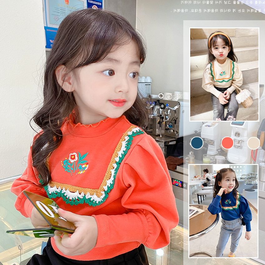 Áo bé gái thu đông cao cổ dễ thương