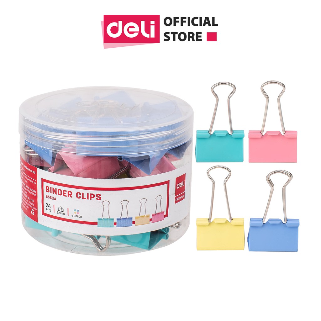 [HCM]Kẹp Bướm màu DELI-Color Binder Clips  15mm 19mm 25mm 32mm 41mm 51mm