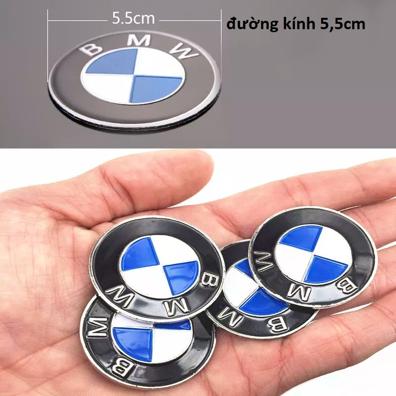 Bộ 2 logo tròn BMW nhôm 5.5cm Phẳng