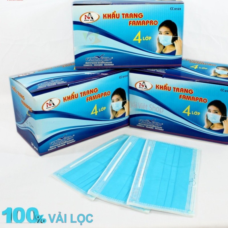khẩu trang y tế màu xanh hàng 4 lớp.kháng khuẩn ngăn ngừa vi rút.hộp 50 cái.giá 89k