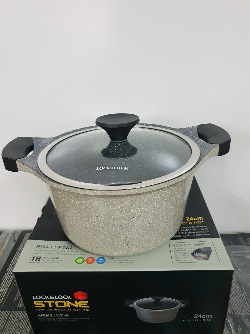 [HCM]Nồi đá Lock&Lock 24cm Stone LCA6244D