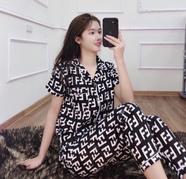 Đồ bộ pijama tay ngắn quần dài vải kate lụa mềm mịn phối viền siêu xinh dưới 57kg