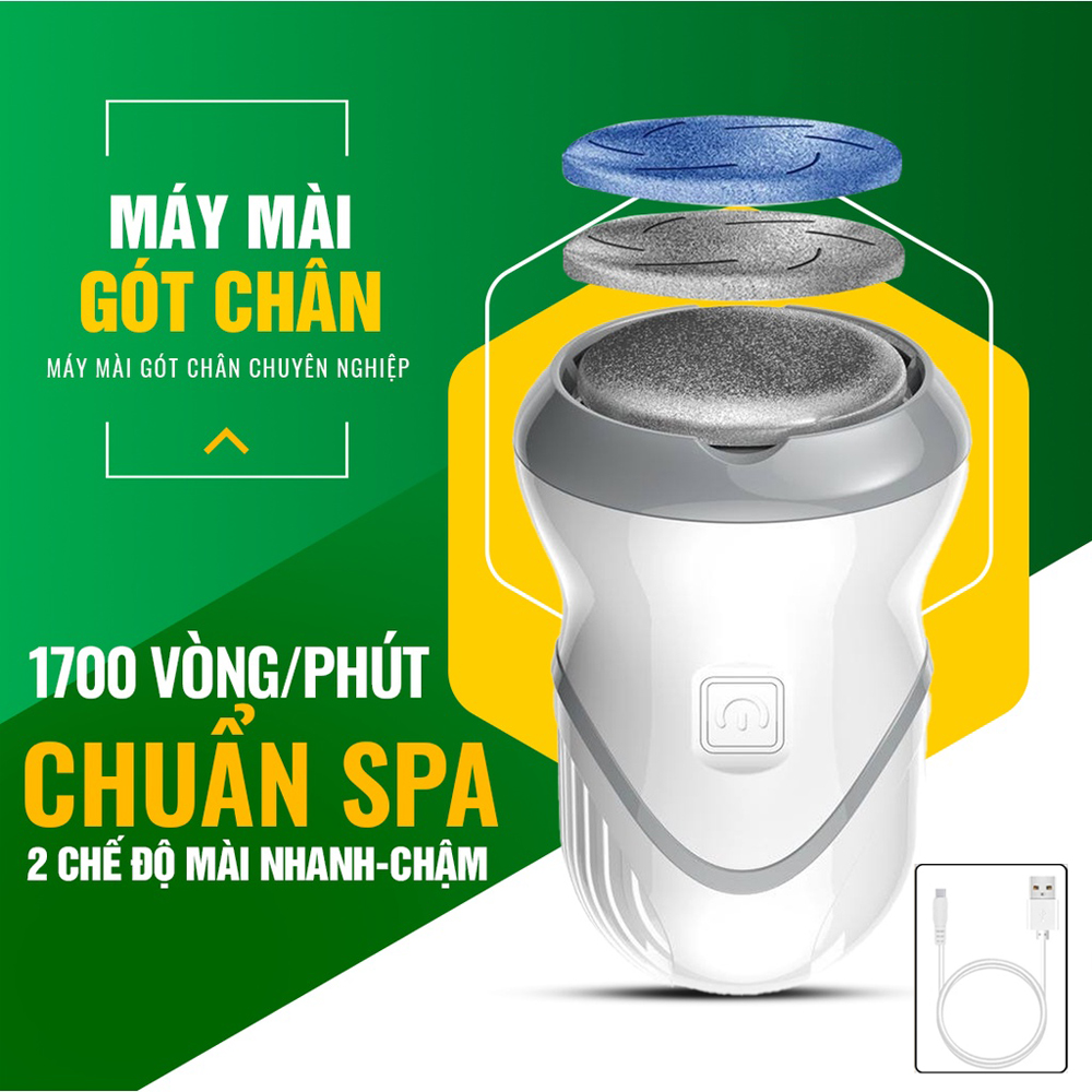 Máy chà gót chân tẩy tế bào chết tự động sạc usb an toàn dụng cụ chà gót chân tẩy da chết,tặng kèm 3 đầu mài