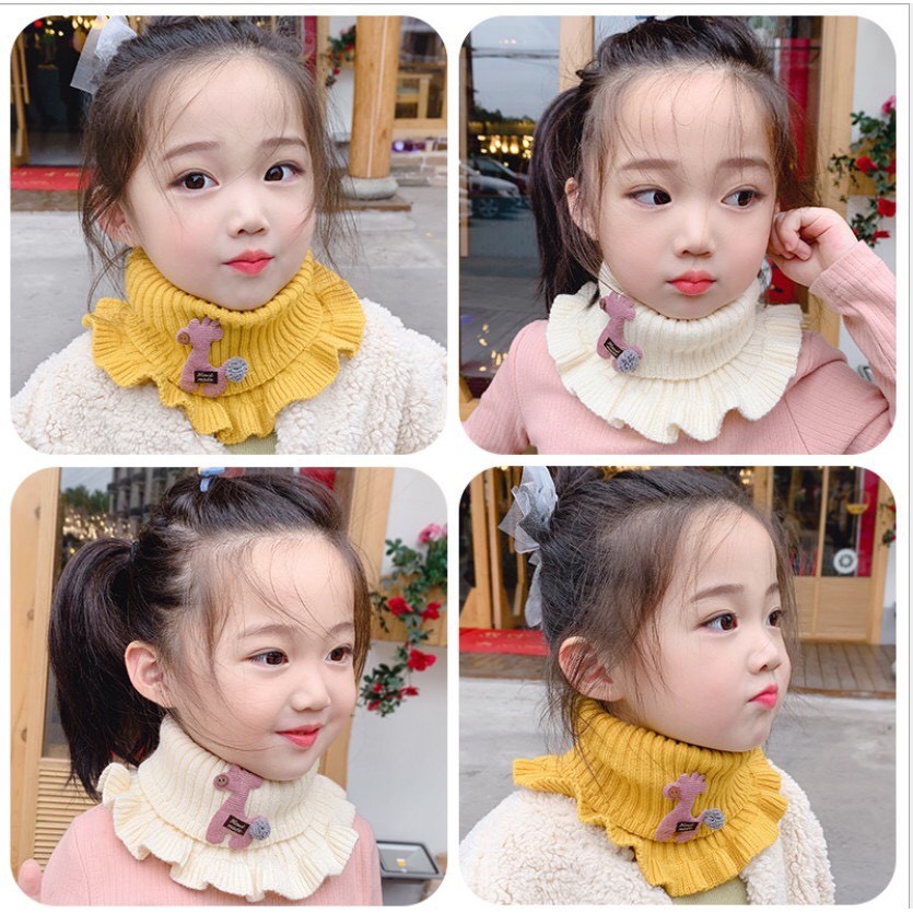 Khăn len cổ nhún dạng ống hình hươu