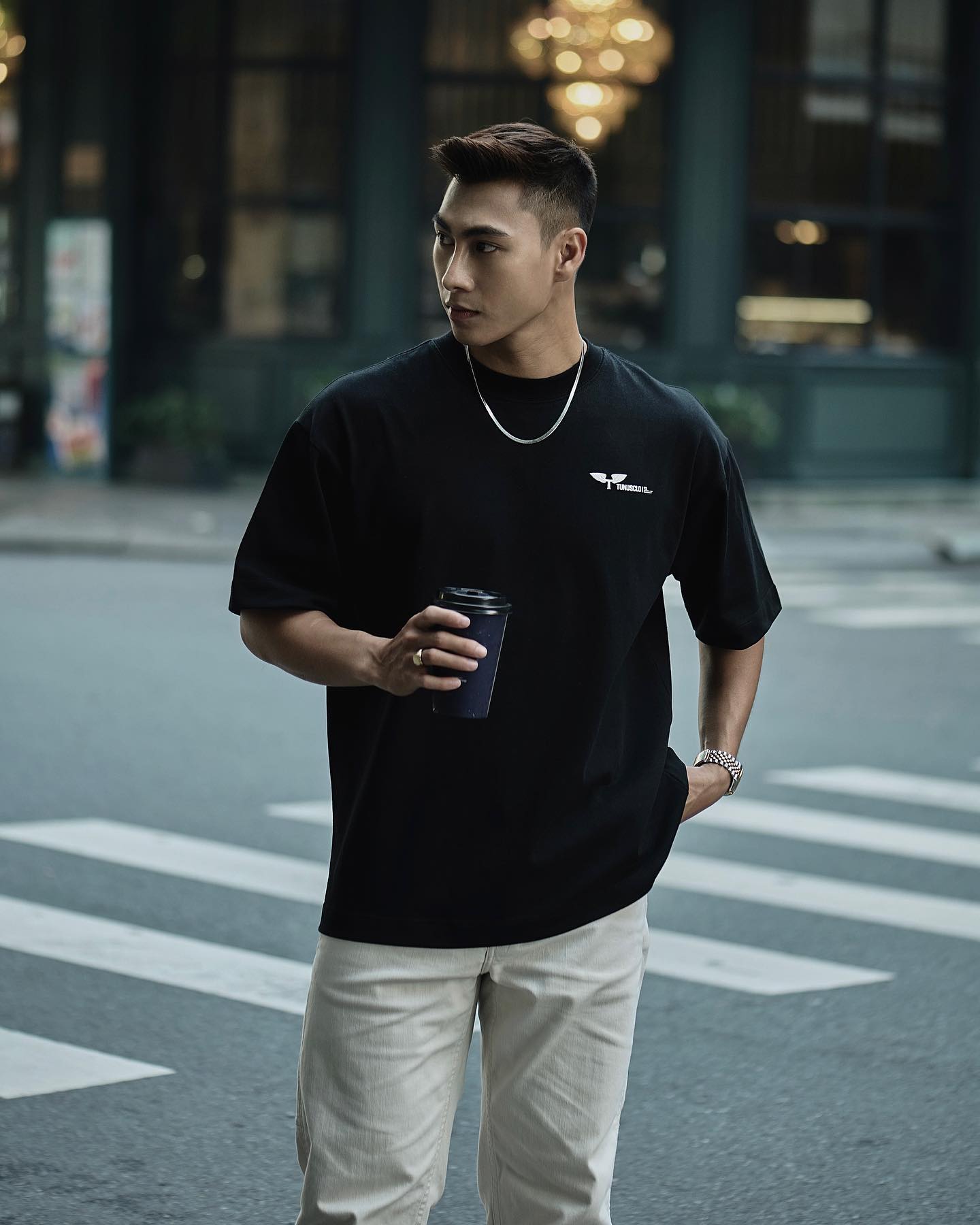 TUNUSCLO ÁO thun OVERSIZE UNISEX CHẤT LIỆU CAO CẤP / ĐEN