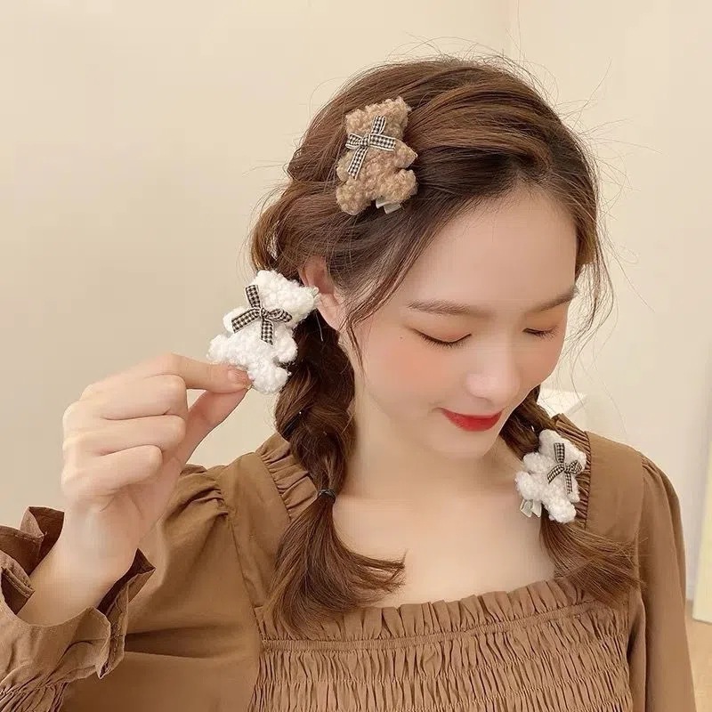 🌸kẹp tóc & Plush gấu kẹp tóc dễ thương bên kẹp tóc YINSAF🌸