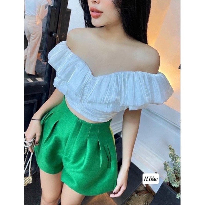 Set áo croptop + quần short tafta (bán tách set)