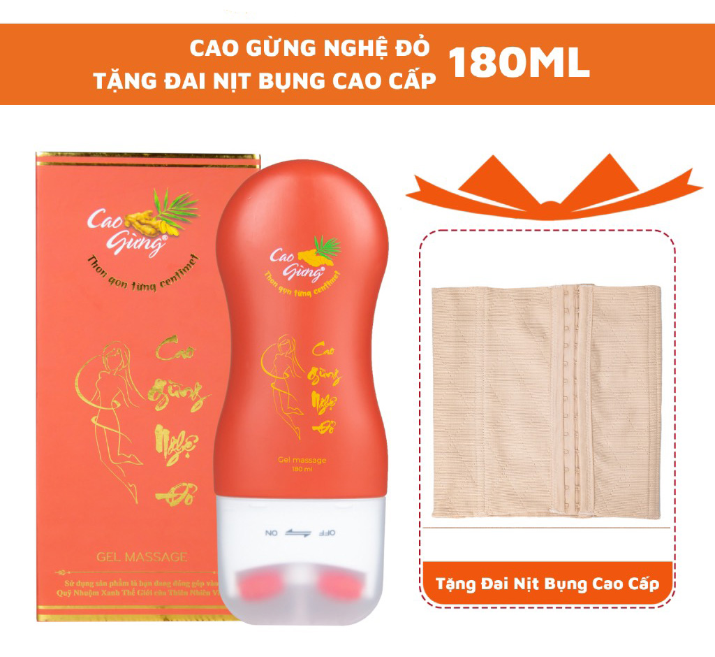 Thanh lăn cao gừng nghệ đỏ tan mỡ thừa + tặng đai