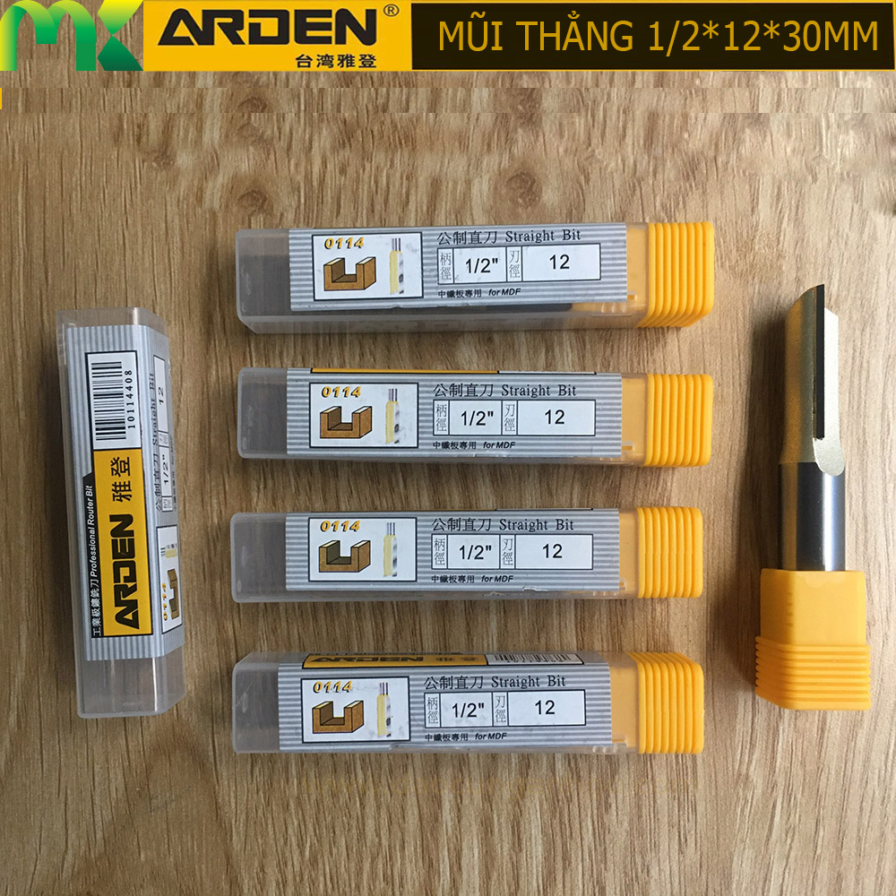 [HCM]Mũi phay gỗ thẳng ARDEN 1/2*12*30mm Cốt 12.7mm
