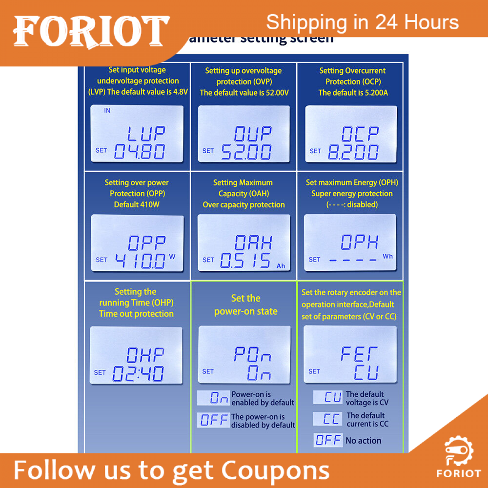 Foriot XY5008E DC Buck Boost Converter 6-55V Step Up Down Digital Control Voltage Regulator Transformer Module for Golf