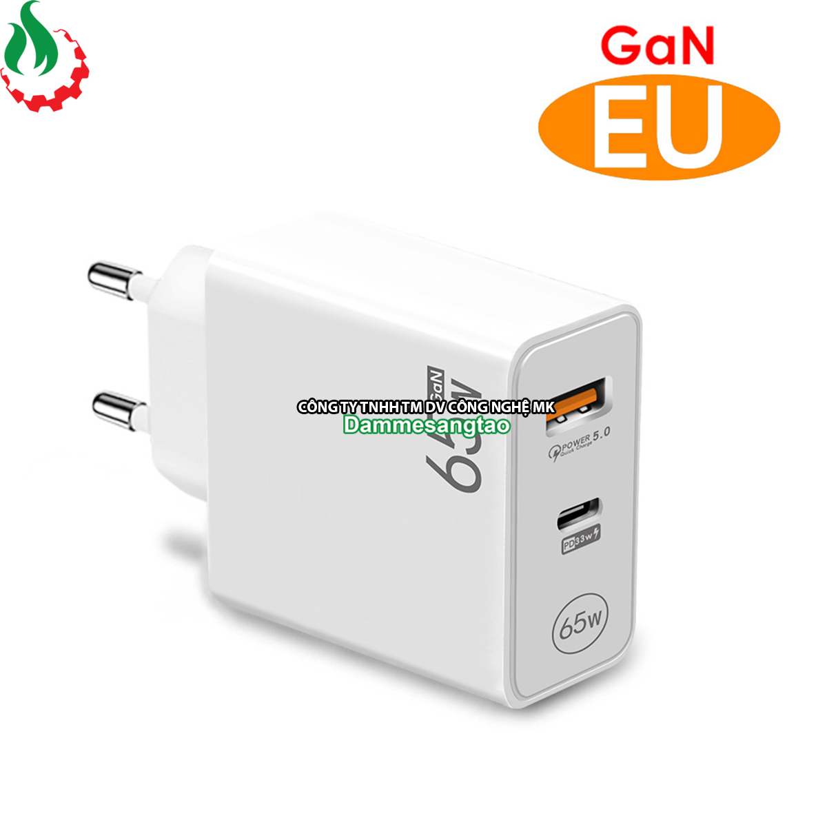 Củ sạc nhanh 65W chuẩn GaN (1 Type-C 33W - 1 USB 18W)