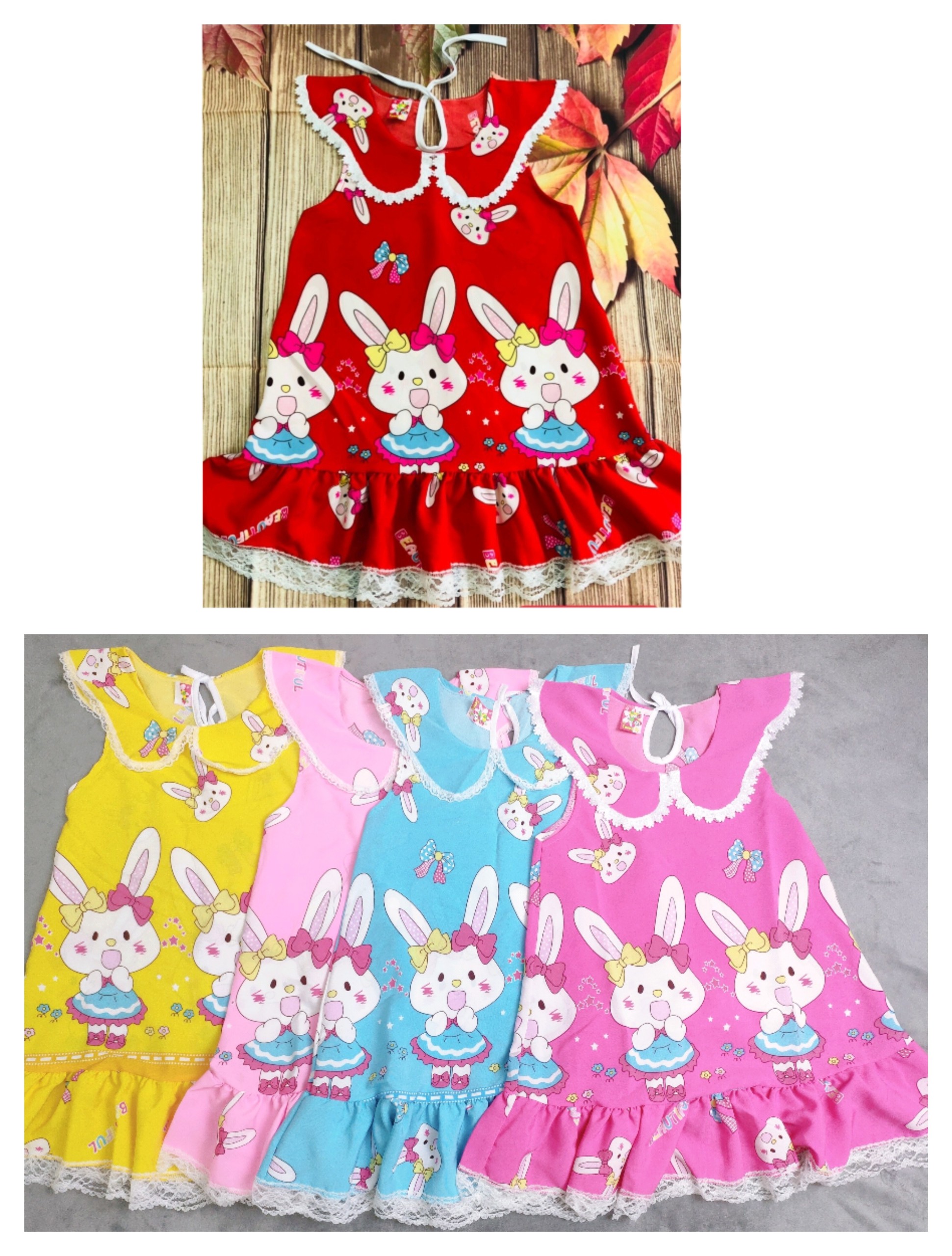 Đầm Lụa Tay Phồng Bé (14-22kg) (giao màu ngẫu nhiên)