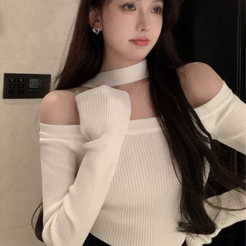 Áo bẹt vai phối dây kiểu choker cực xinh p222
