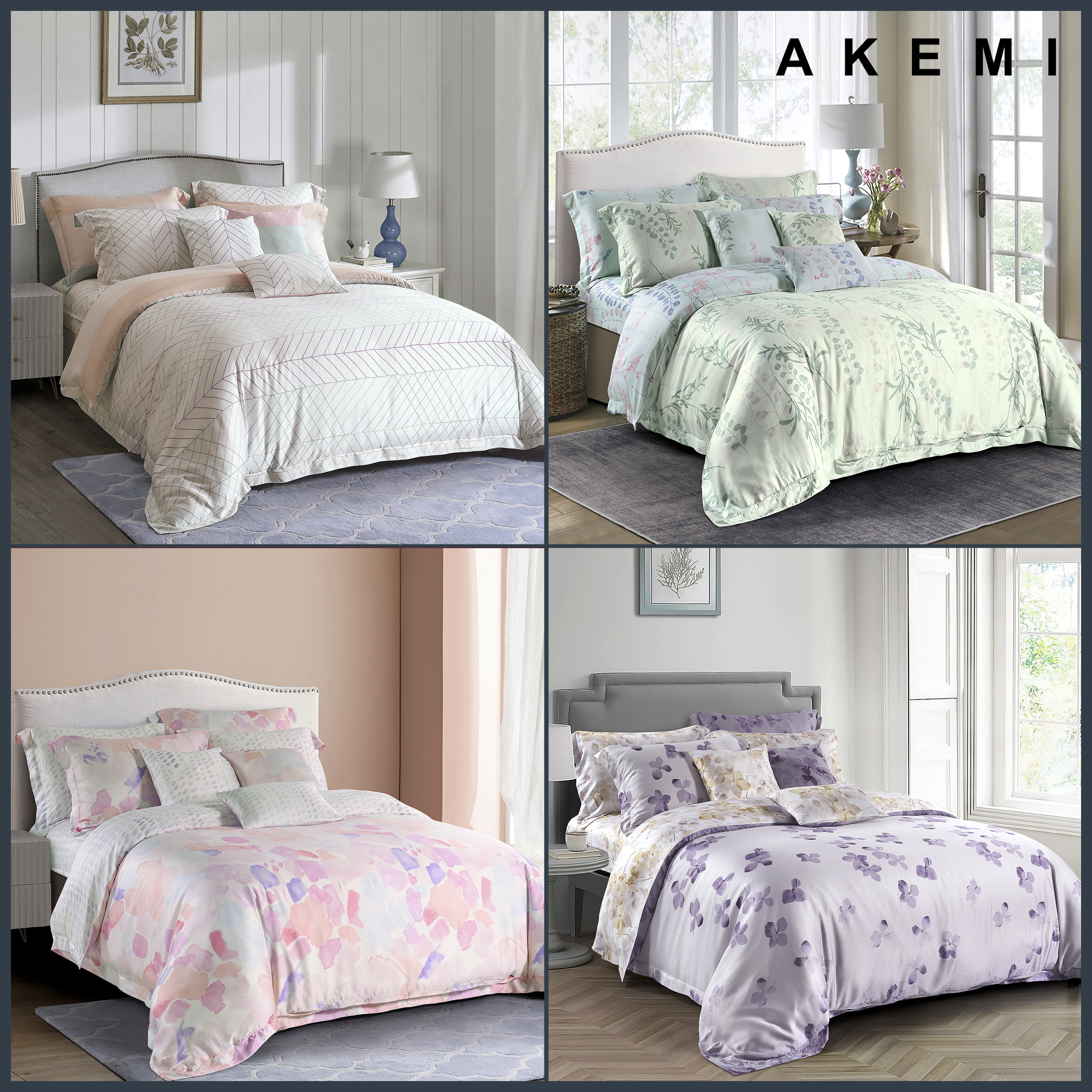 Bộ Ga kèm Vỏ Chăn Akemi Tencel Virtuous v2, gồm 6 món (Super King / King / Queen)