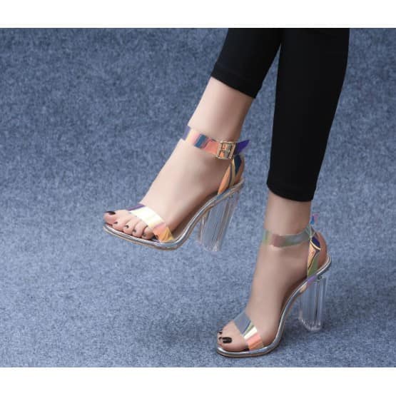 Giày cao gót dây quấn dạ quang 9p KH