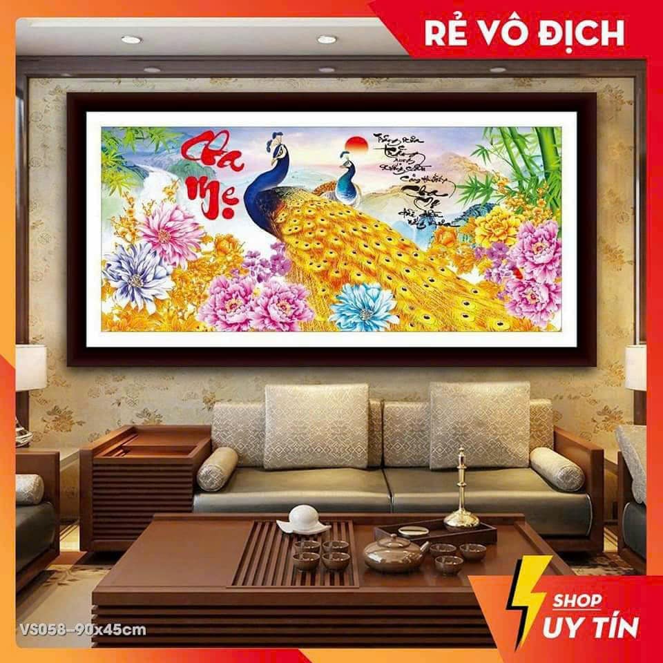 Tranh đính đá ABC Cha Mẹ VS058 (90x45cm) - chưa đính đá