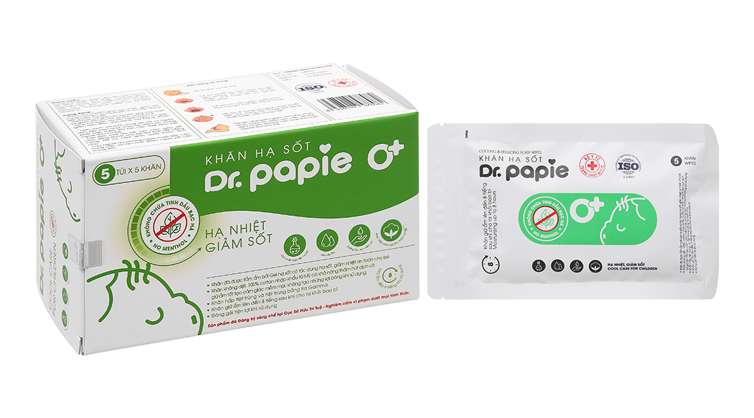 Khăn lau hạ sốt Dr. Papie 0mo+