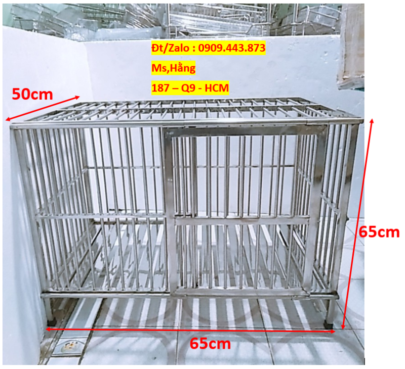 Chuồng Chó Inox Cao Cấp 65x50x65cm