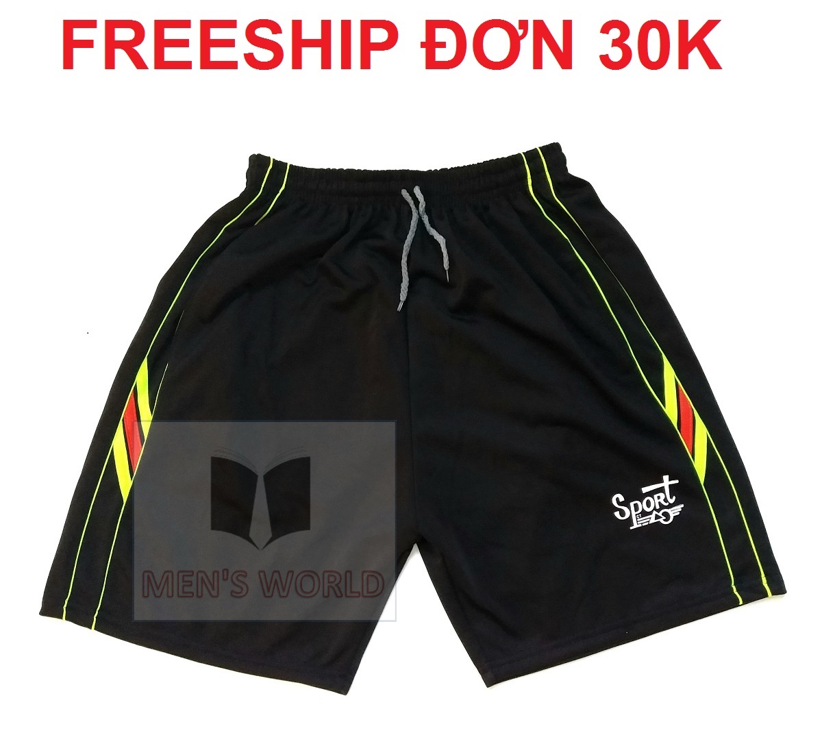 QUẦN SHORT NAM, QUẦN THỂ THAO NAM, PHỐI 2 SỌC- VẢI THUN 2 DA, DÀY DẶN, THẤM HÚT MỒ HÔI, THOÁNG MÁT, CÓ DÂY RÚT VÀ 2 TÚI HÔNG- M003