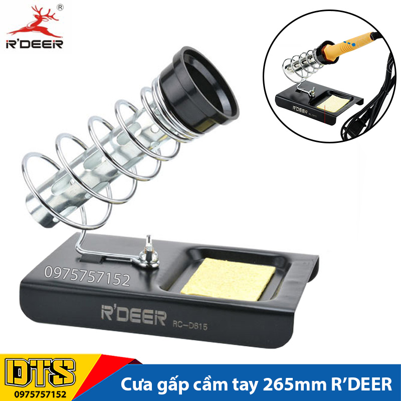Đế mỏ hàn chì cao cấp kim loại R'DEER RC-D615, đế gác tay mỏ hàn thiếc kèm tấm bọt biển chịu nhiệt độ cao
