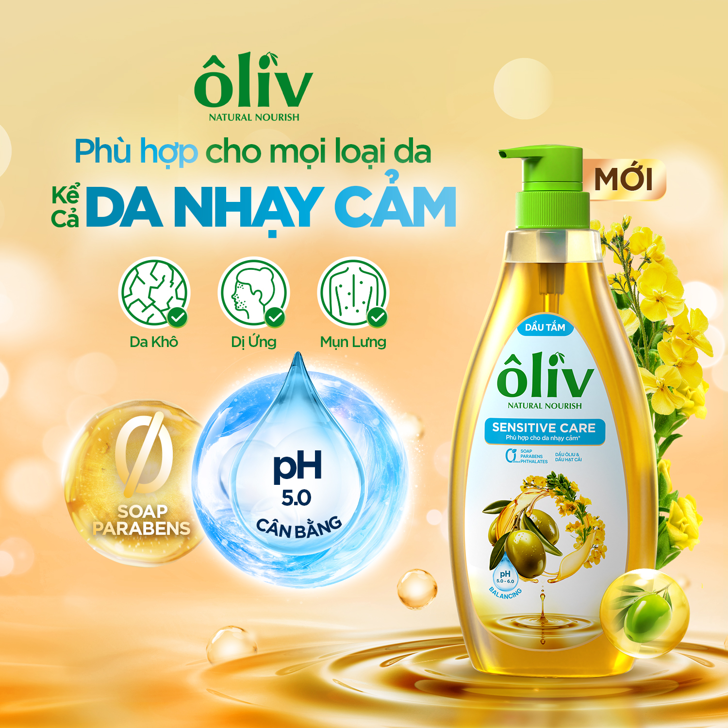 [MỚI] Dầu Tắm Ôliv Nhũ Hóa Da, Sạch Sâu 250ML/650ML/1L