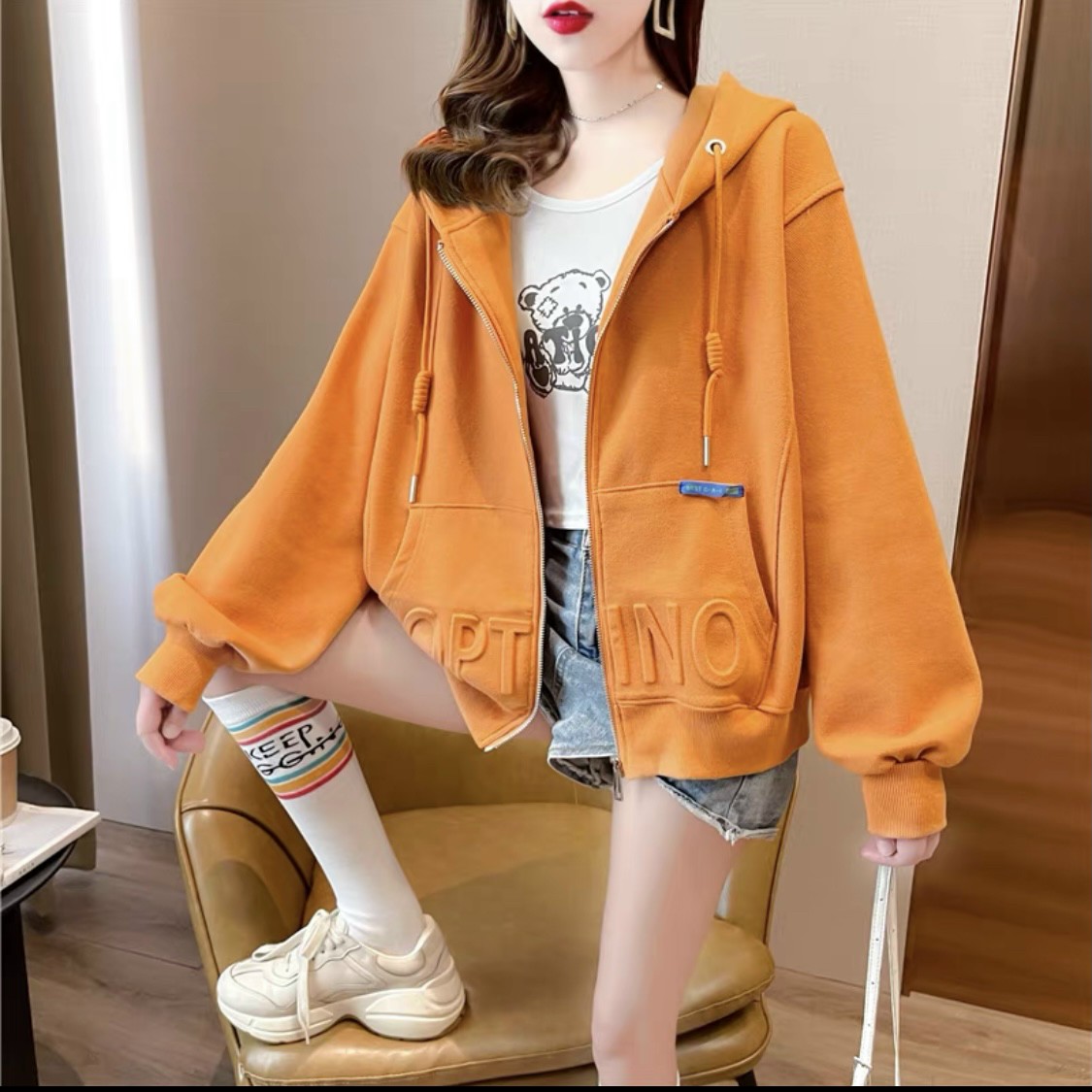 Áo khoác nữ dây kéo chất dày dặn nỉ khóa kéo hot ut384
