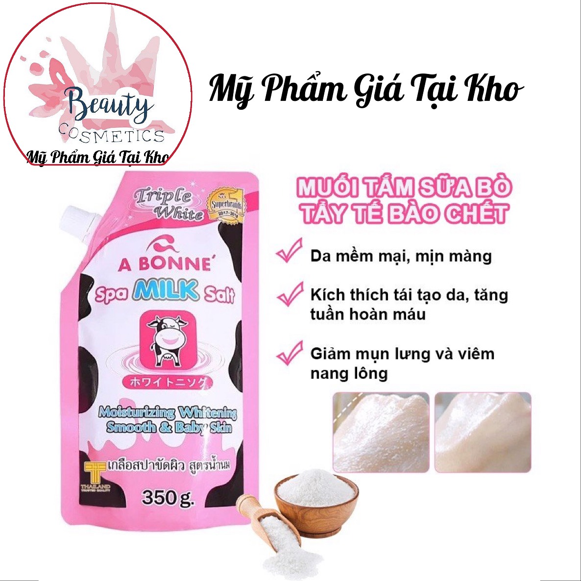 (genuine product - with Vietnamese stamp) A Bonne Spa Cow's Milk Bath Salt - Thai Cow's Milk 350g