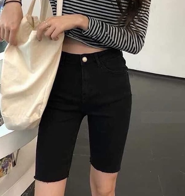 quần jean nữ LỬNG NGỐ MÀU ĐEN tua lai siêu xinh L.S-55