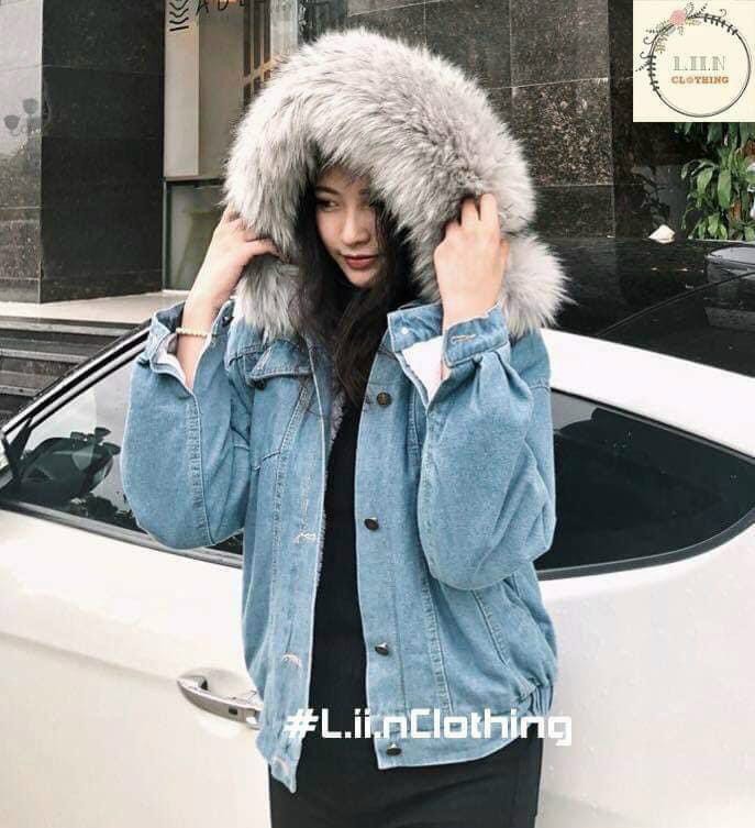 Áo khoác bò nữ lót lông