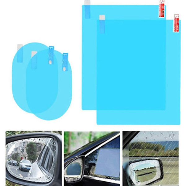 Bộ miếng dán chống bám nước mưa cho gương chiếu hậu xe ô tô xe hơi - Bộ  4 miếng dán chống nước mưa chống chói cho xe