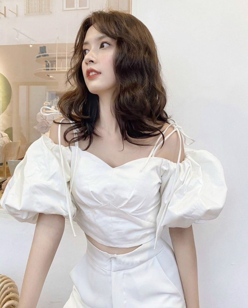 [HCM]Áo Tay Phồng Dây Thắt Vai Lưng Chun (TRẮNG+ĐEN)