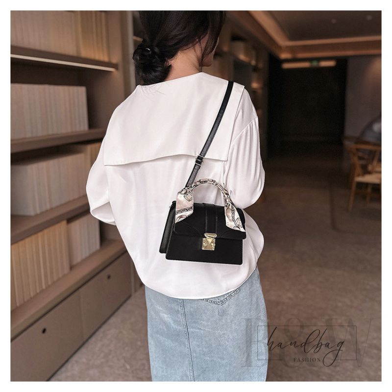 Túi xách nữ đeo chéo, túi đeo vai phong cách, túi xách tay công sở phối dây lụa sang chảnh, đi làm, đi chơi, du lịch, da PU cao cấp, đứng form, có bảo hành da