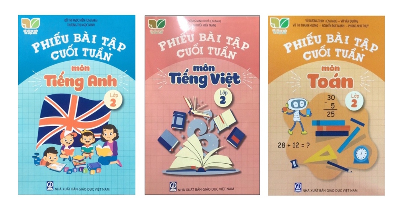 Sách - Combo Phiếu bài tập cuối tuần môn Toán - Tiếng Việt - Tiếng Anh lớp 2