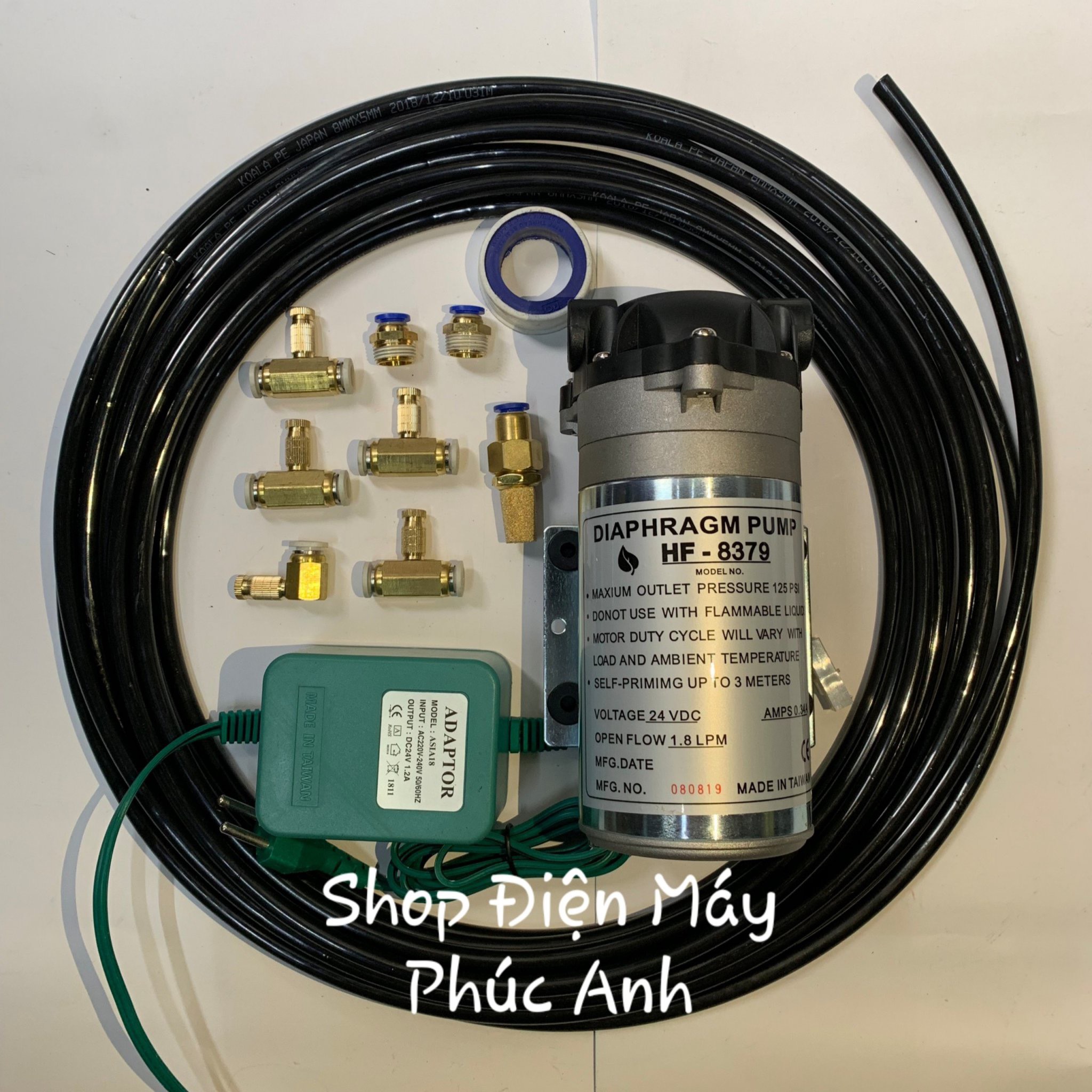 Bơm phun sương gồm 5 đầu phun và 10m dây
