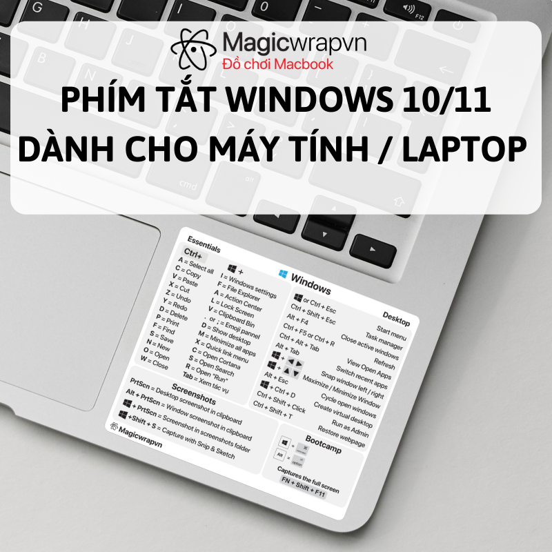 Miếng dán phím tắt laptop Windows không dính keo | Magicwrapvn |