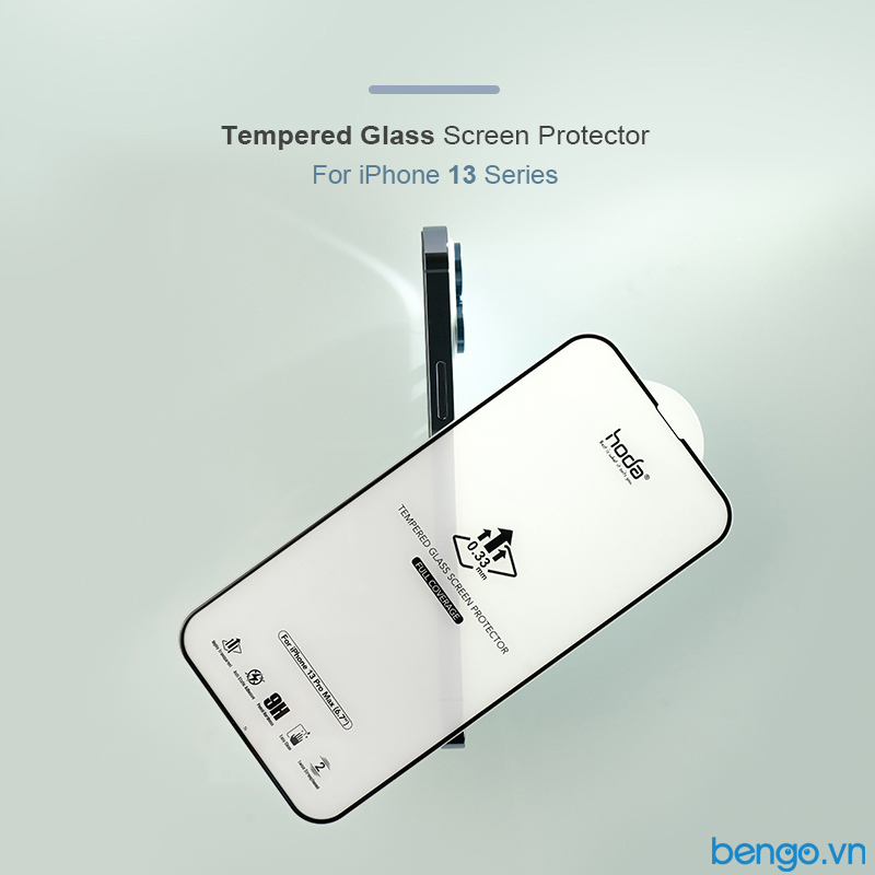 Dán Cường Lực IPhone 16 Pro Max/16 Pro/15 Pro Max/15 Pro/15 Plus/15/14/14 Plus/14 Pro/14 Pro Max/13/13 Pro/iPhone 13 Mini/iPhone 13 Pro Max HODA 2.5D Full Kèm Khung Dán