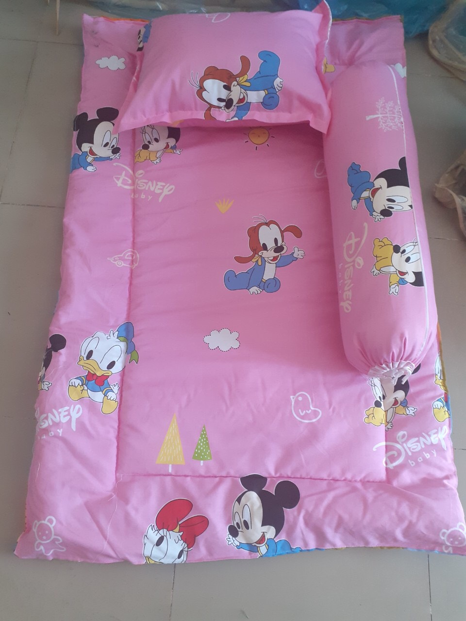 [HCM]Bộ nệm cho bé đi học Thắng Lợi 100% COTTON thoáng mát Chống hơi đất Chống trượt Giặt máy nhanh khô