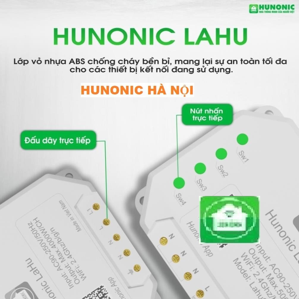 Công Tắc Wifi Thông Minh Hunonic Lahu Công Tắc Điều Khiển Hẹn Giờ Công Suất Lên Đến 4000w