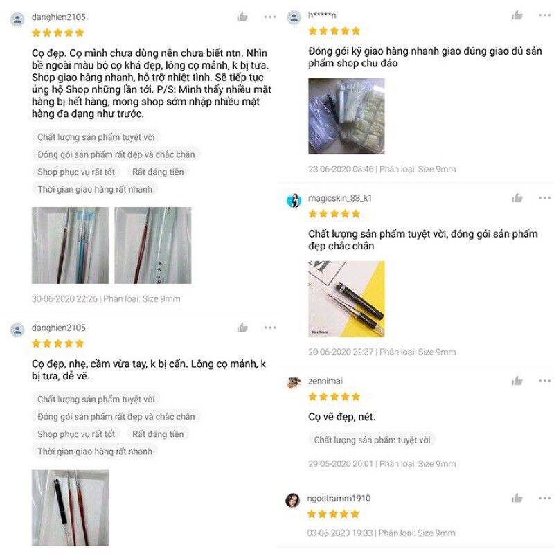 Cọ nét cán đá 3 size 6mm 9mm 12mm- CHEAP NAIL