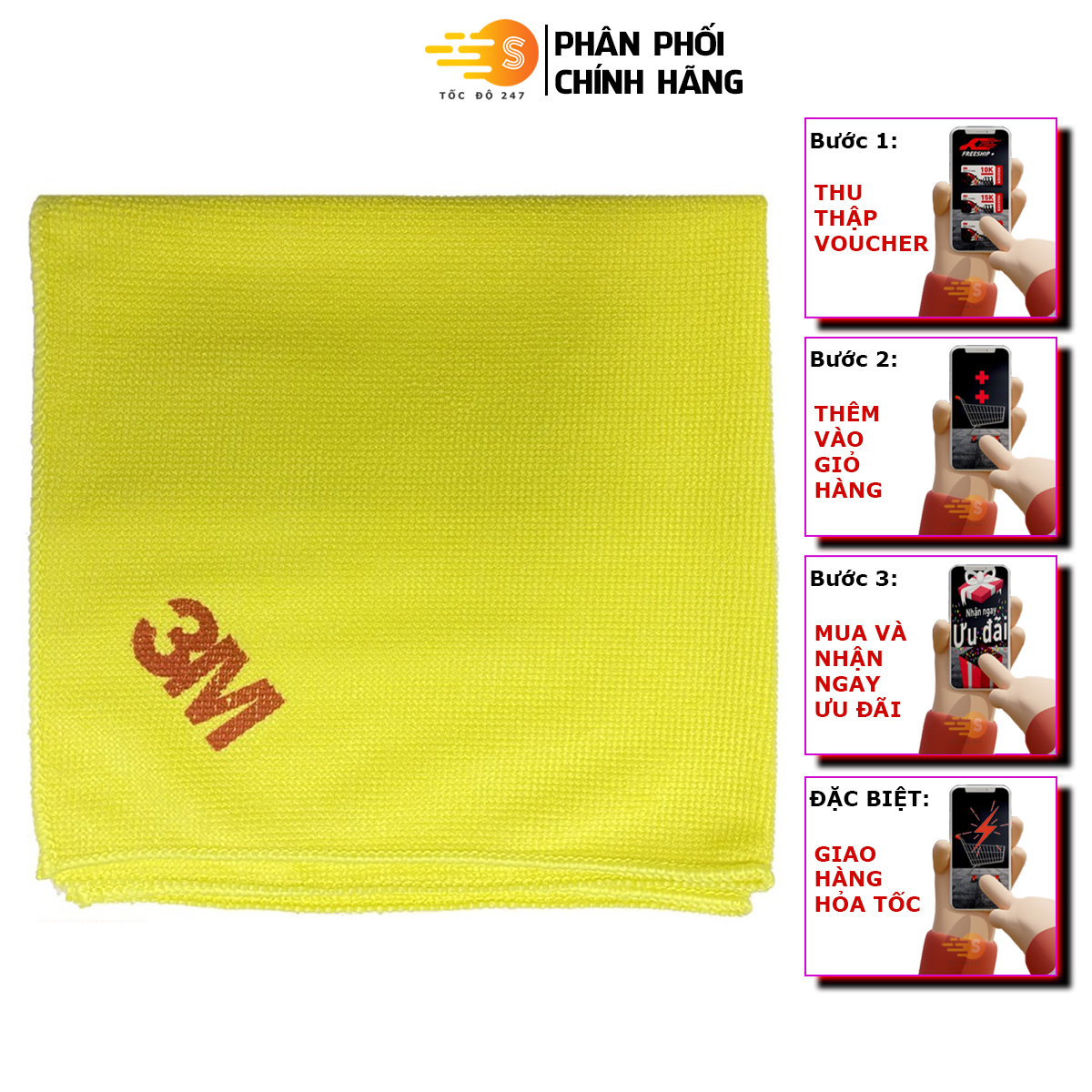 Khăn lau đa năng cao cấp Microfiber Scotch-Brite 3M SQ21-VANG