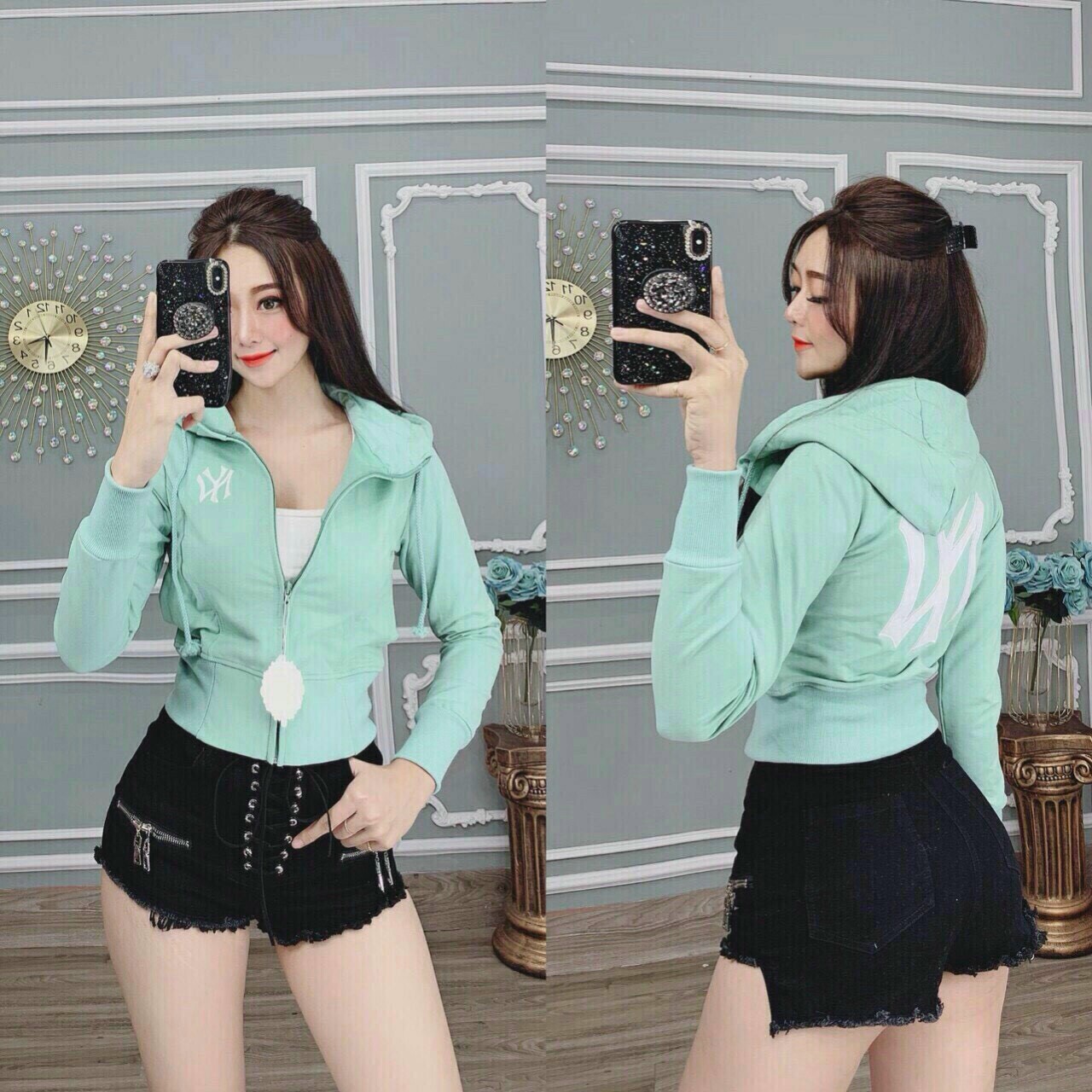 [FREESHIP MAX + HOÀN TIỀN MAX 15%] ÁO KHOÁC NỮ LỬNG IN LOGO CHỐNG NẮNG BỤI THỜI TRANG XINH XẮN