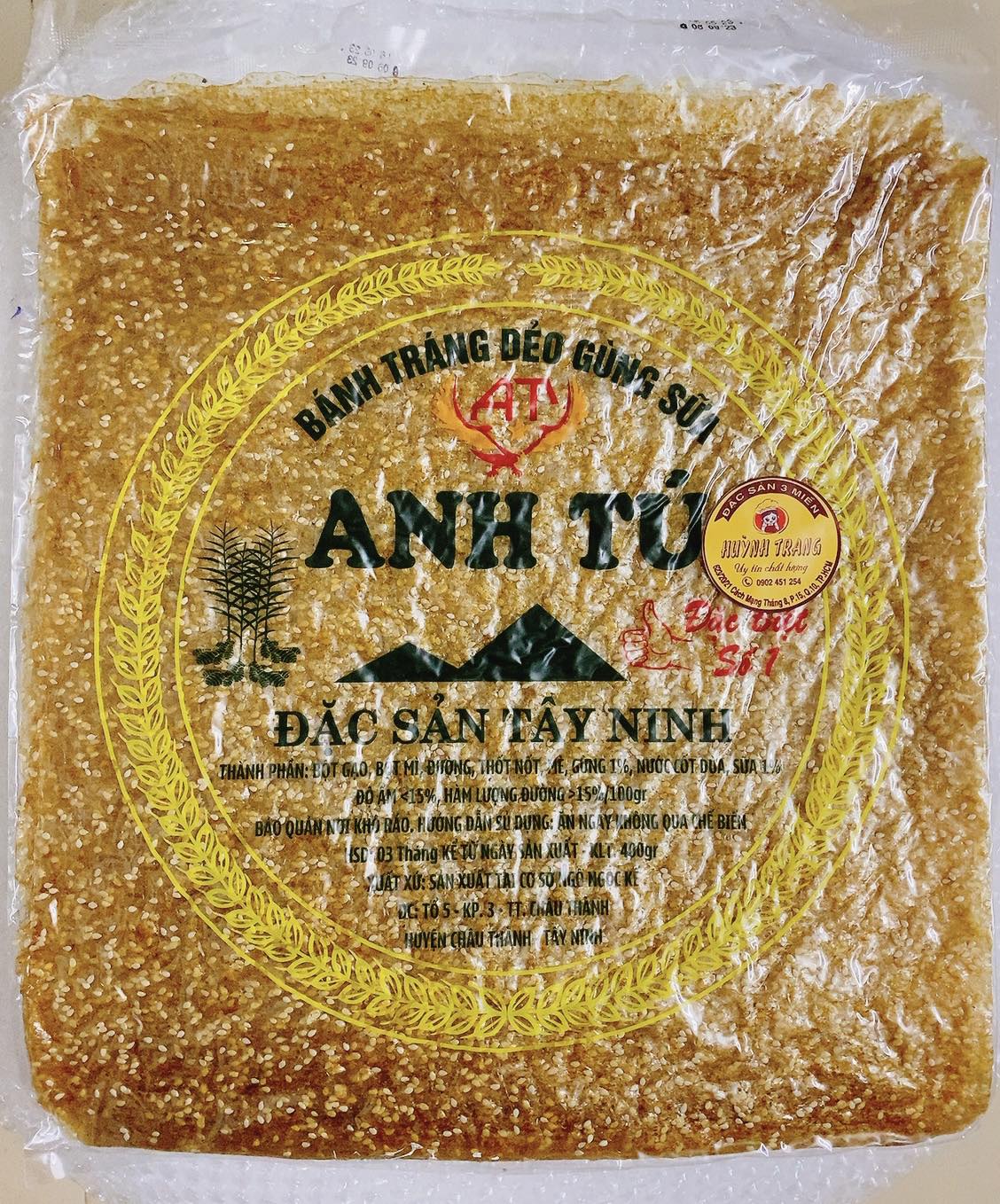 HCM - Bánh Tráng Dẻo Gừng Anh Tú Tây Ninh 400g/Xấp