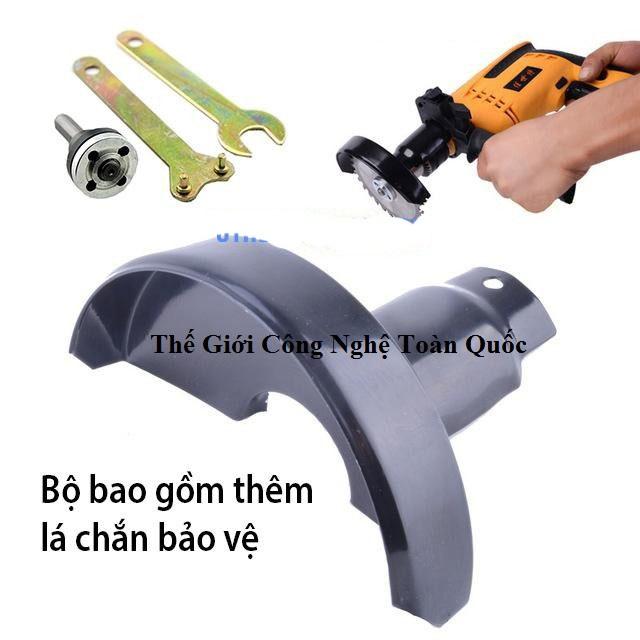 Bộ chuyển đổi máy khoan thành máy cắt M1 trục 10mm kèm lá chắn bảo vệ tay