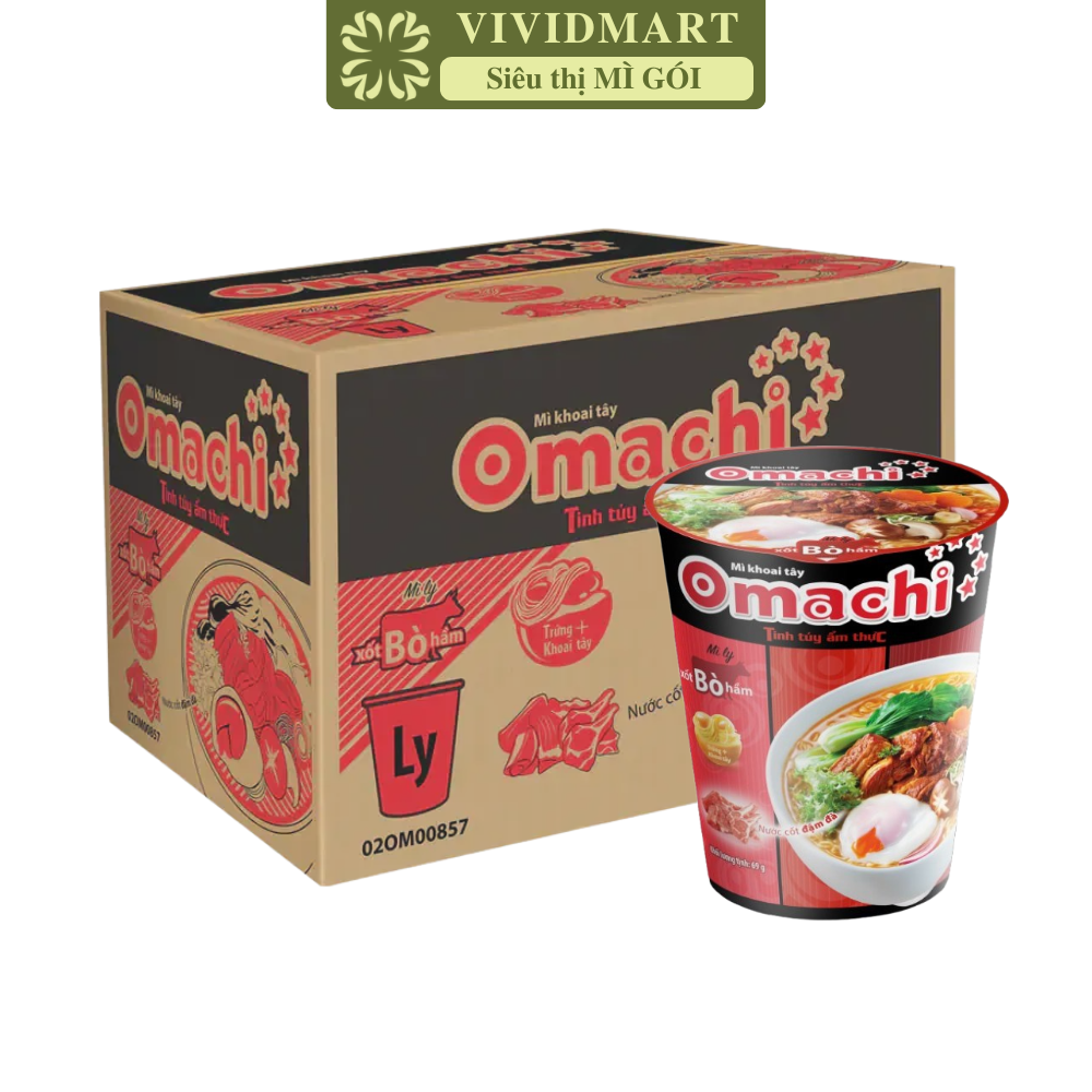 THÙNG 24 LY] - MASAN - Mì ly Omachi (KHÔNG THỊT) 3 hương vị: Xốt