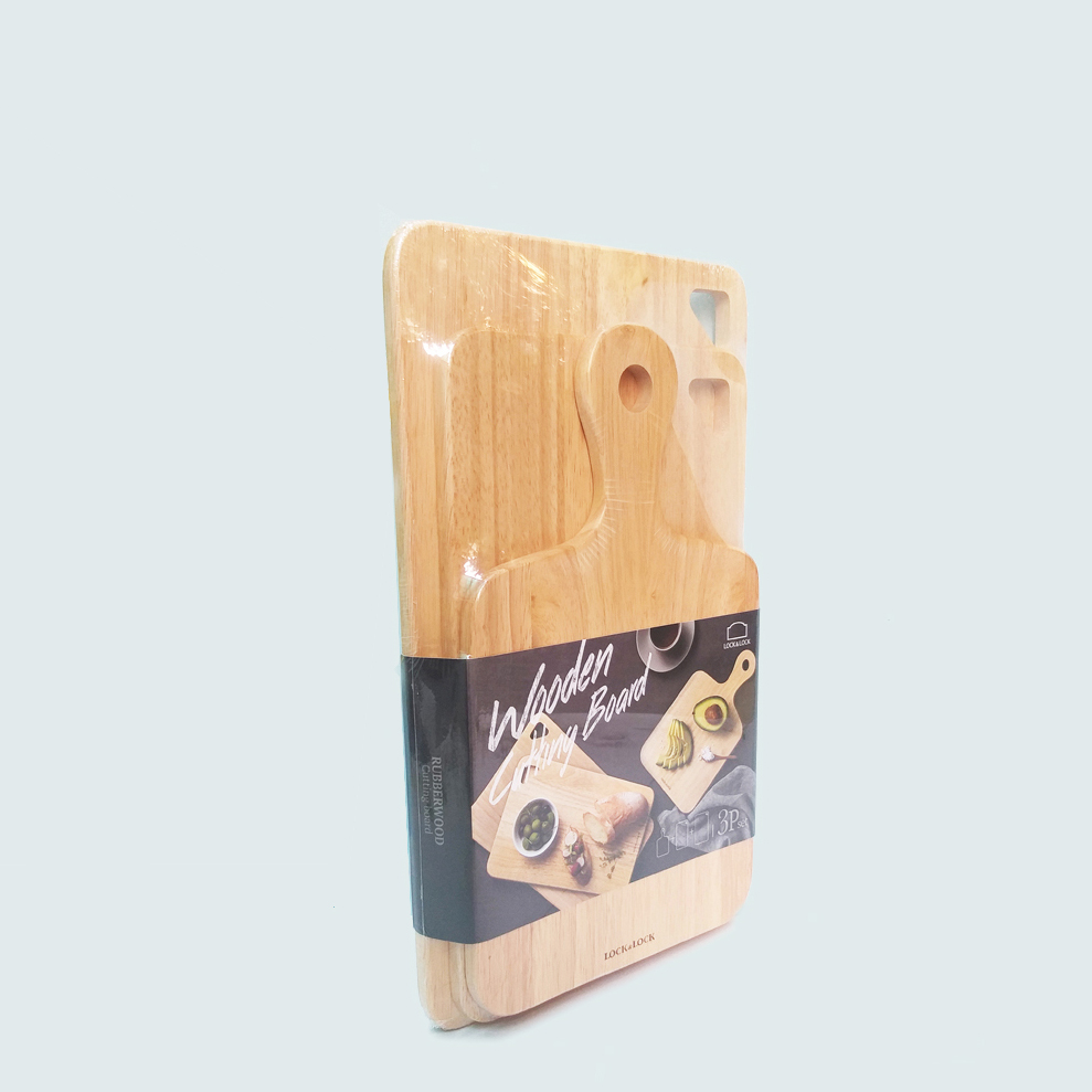 Bộ 3 Thớt Gỗ Cây Cao Su Lock&Lock LWC001S3